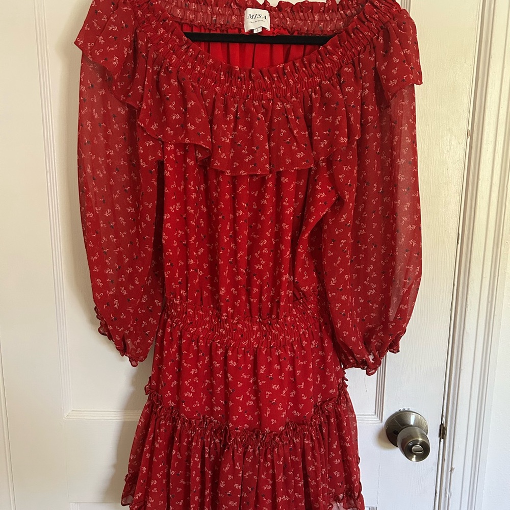 Misa Los Angeles Red Floral Mini Dress